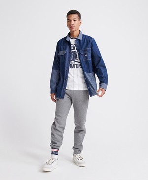 Superdry Urban Varsity Férfi Pólók Fehér/Kék | DRPVI5763